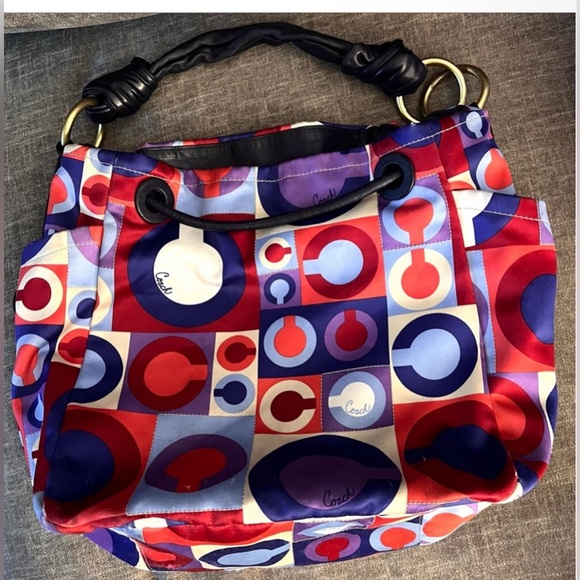 Coach Sateen Shoulder Bag Drawstring Hobo Satchel Handbag Coach Handbags Vintage - Picture 3 of 12